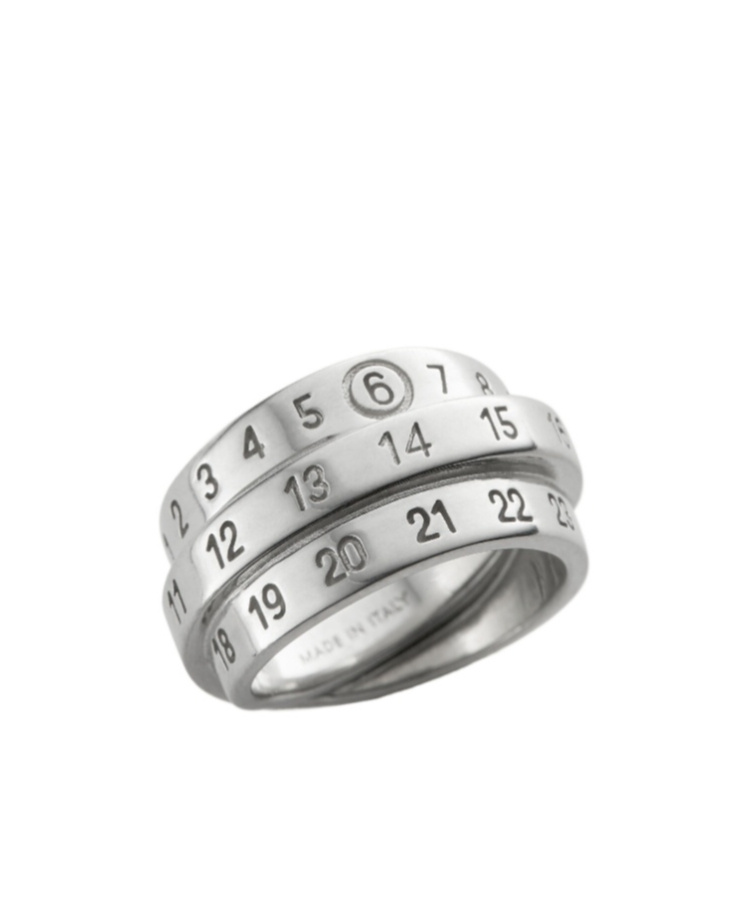 Mm6 Maison Margiela Triple Logo Ring In Metallic