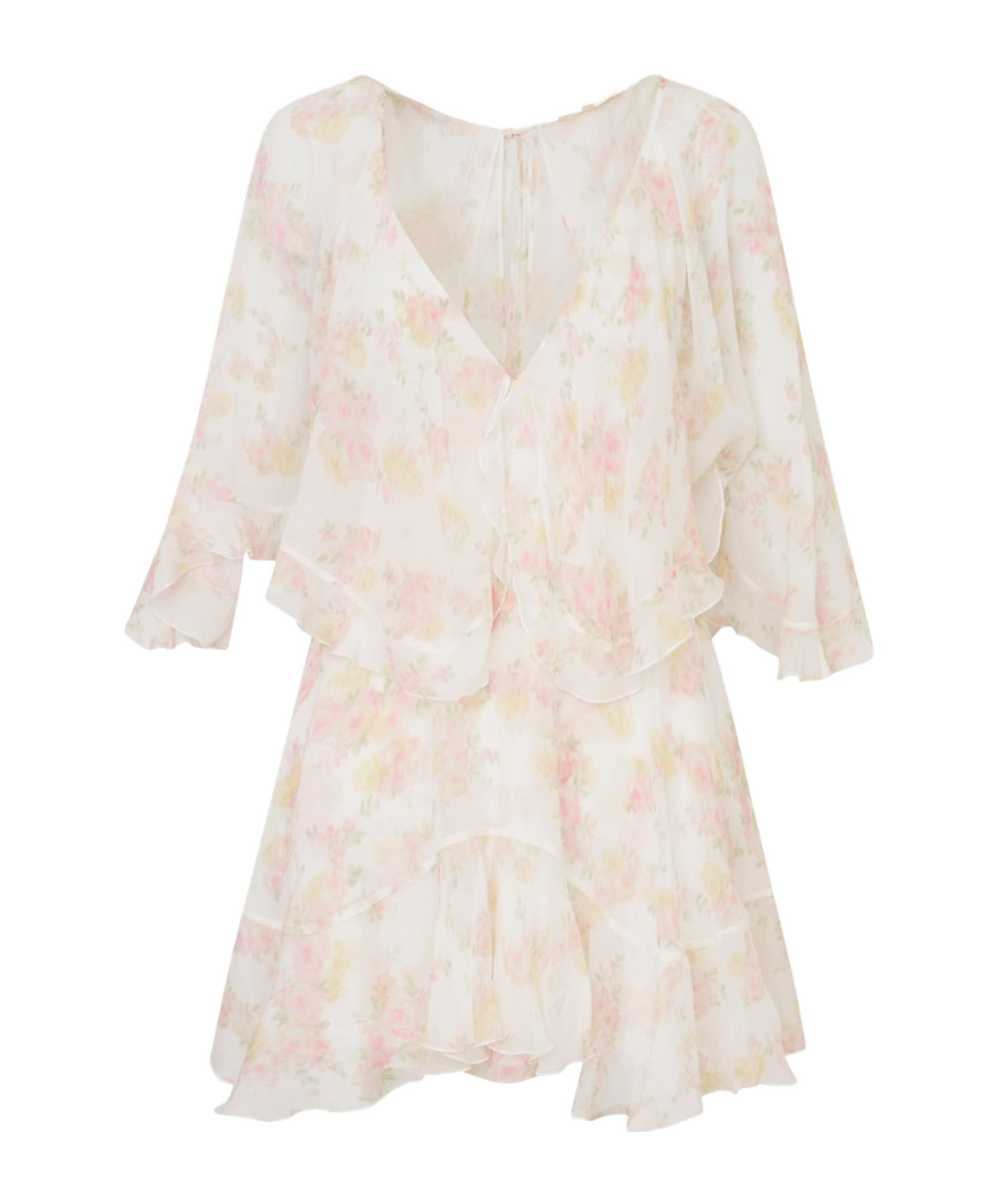 Loveshackfancy Avaline Floral Chiffon Mini Dress