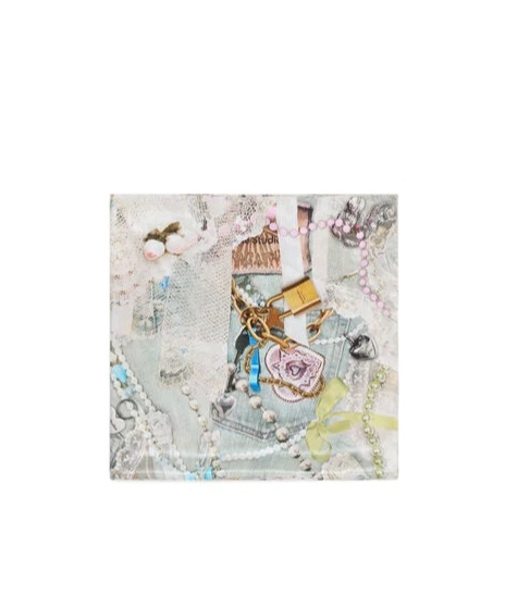 Acne Studios Patchwork Pearl Scarf In White