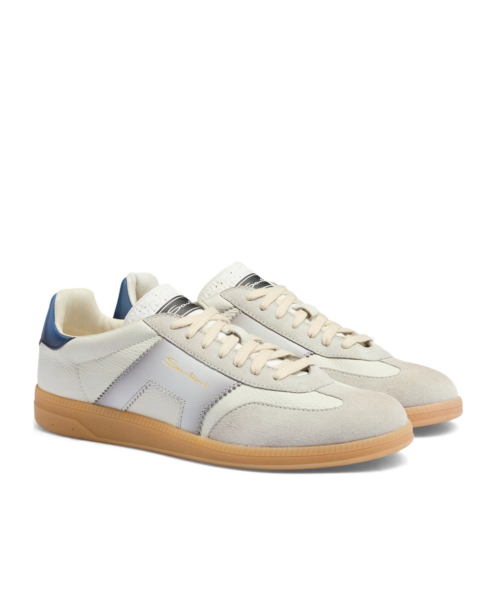 Santoni Antoni Colourblock Panelled Lace-up Sneakers In White