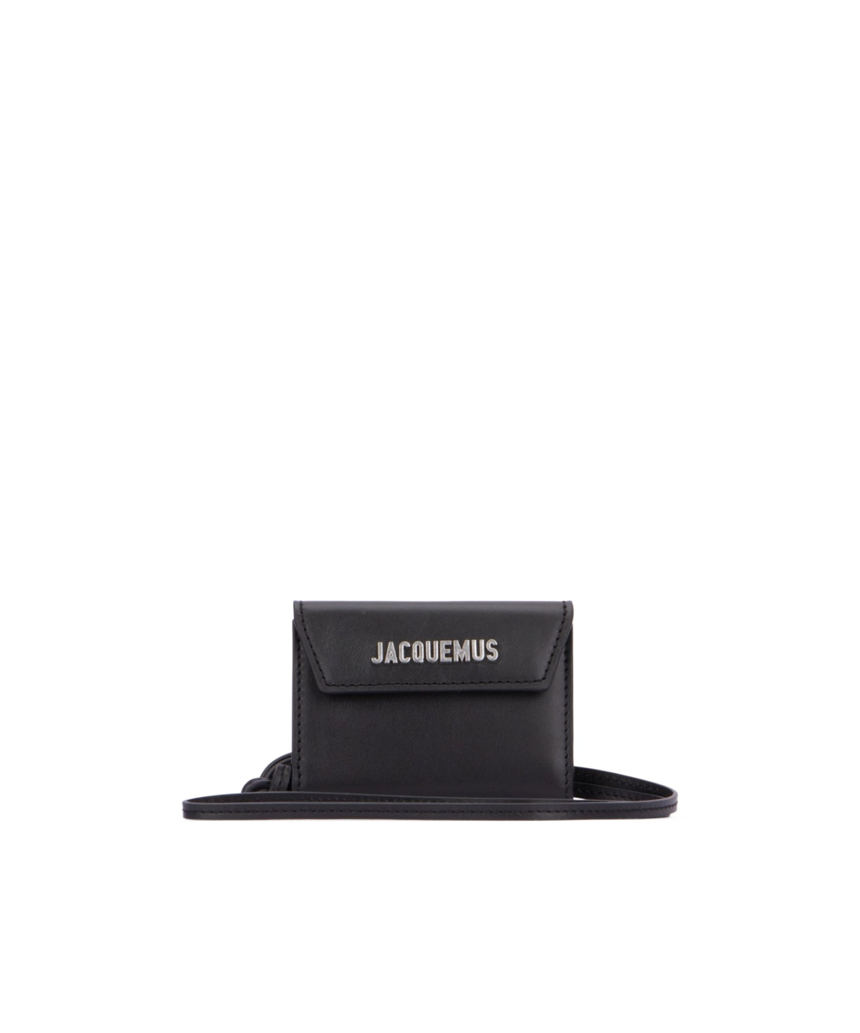 Jacquemus Logo Lettering Neck Strapped Wallet In Black
