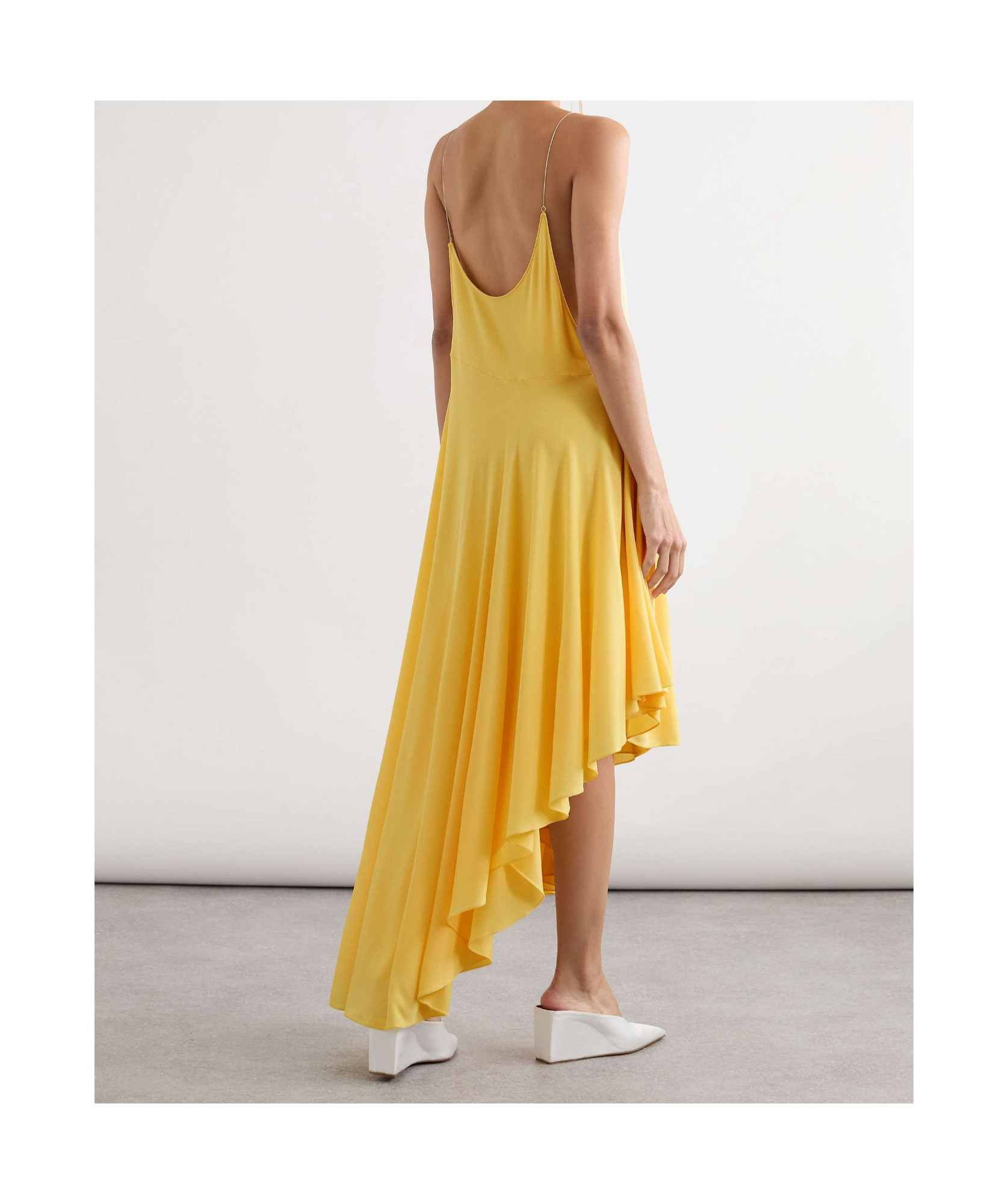 Shop Alaïa Asymmetric Jersey Midi Dress In Yellow