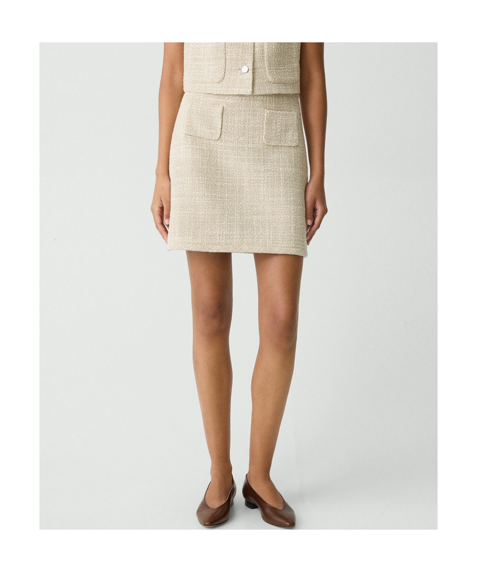 THEORY A-LINE MINI SKIRT IN TEXTURE TWEED