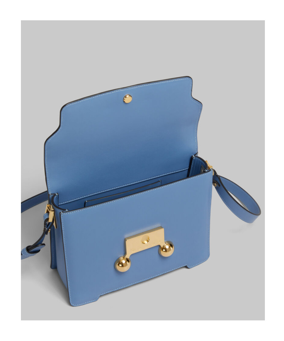 Marni Blue Leather Trunkaroo Medium Shoulder Bag In Blue