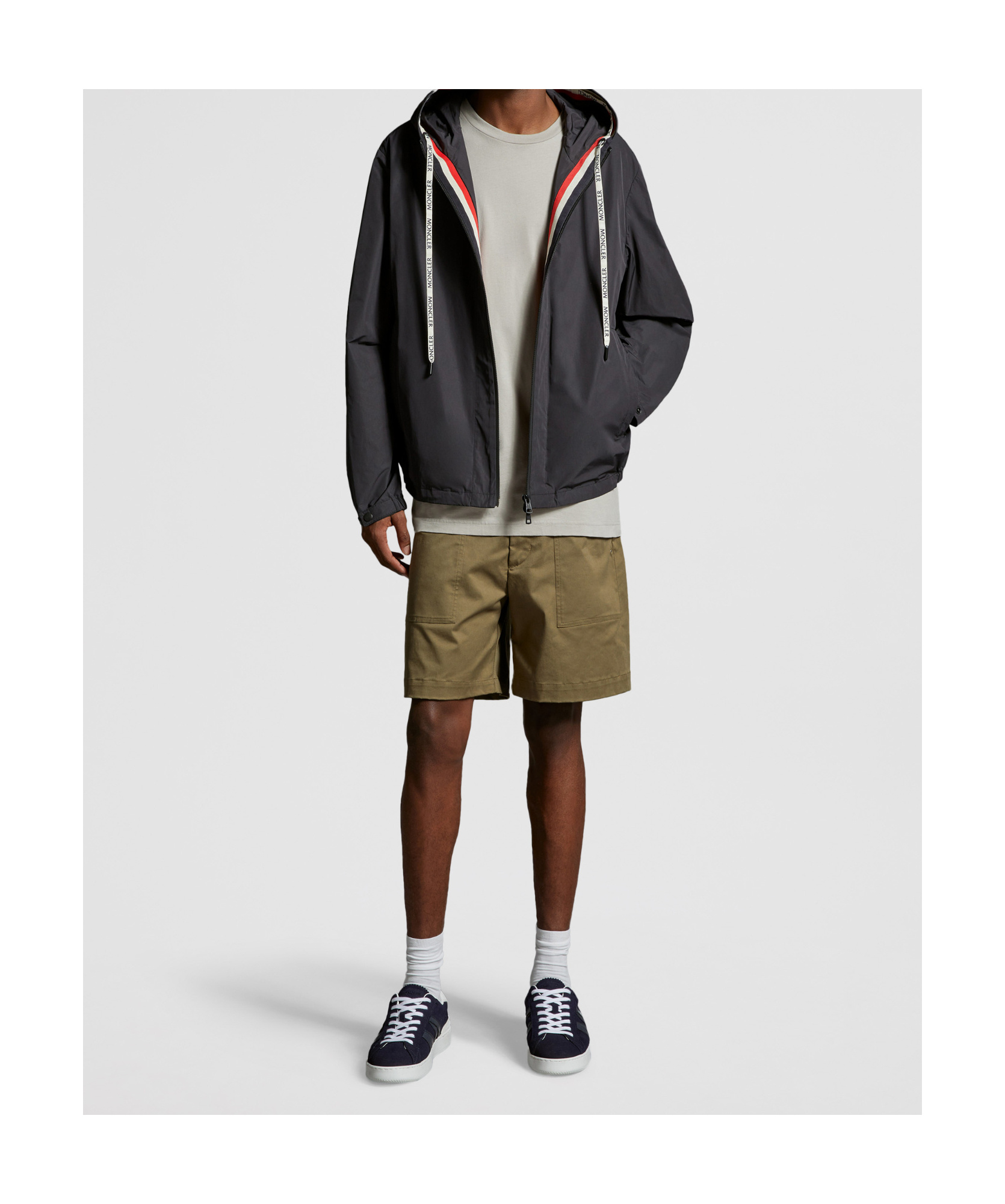 Moncler Drawstring Hooded Jacket In Black