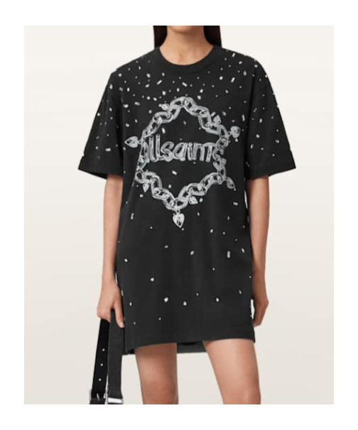 Allsaints Drip Scatter Embellished Mini Dress In Black