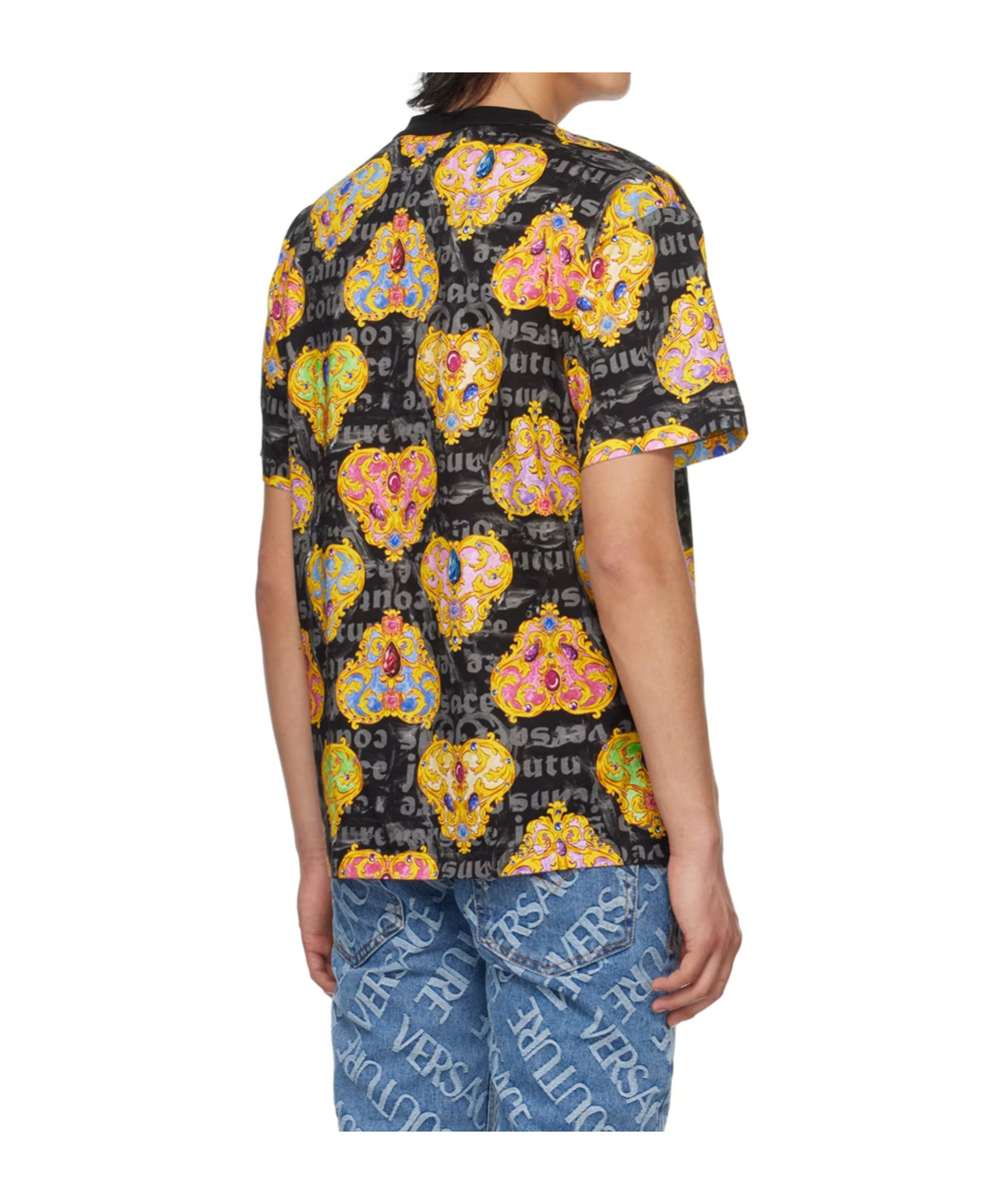 Versace Jeans Round Collar Printed T-shirt In Multicolor