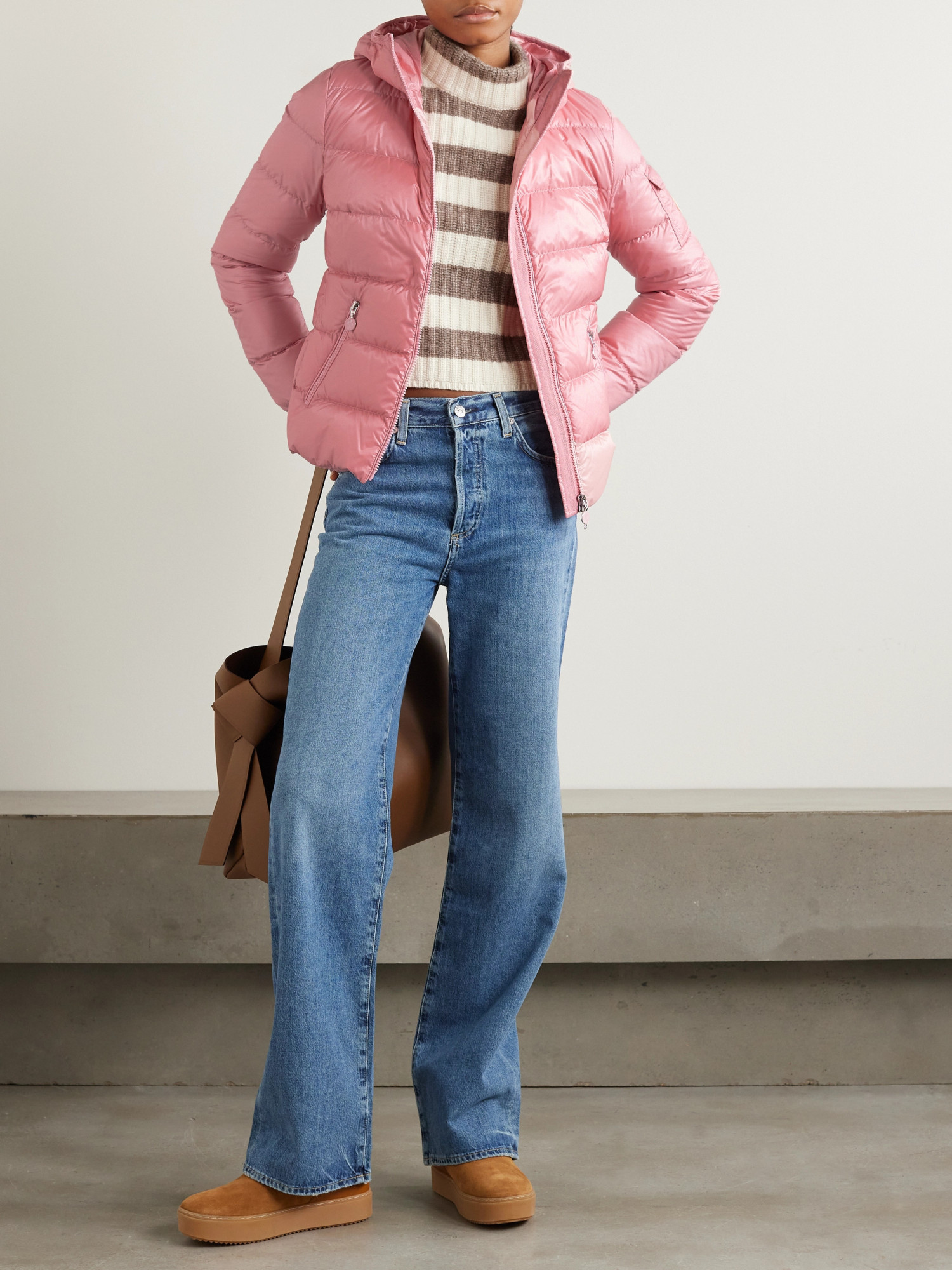 Moncler Gles Hooded Quilted Shell Down Jacket In Pink