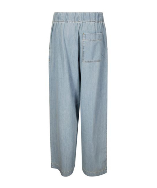 Dries Van Noten Wide Leg Pleated Denim Trousers In Gray