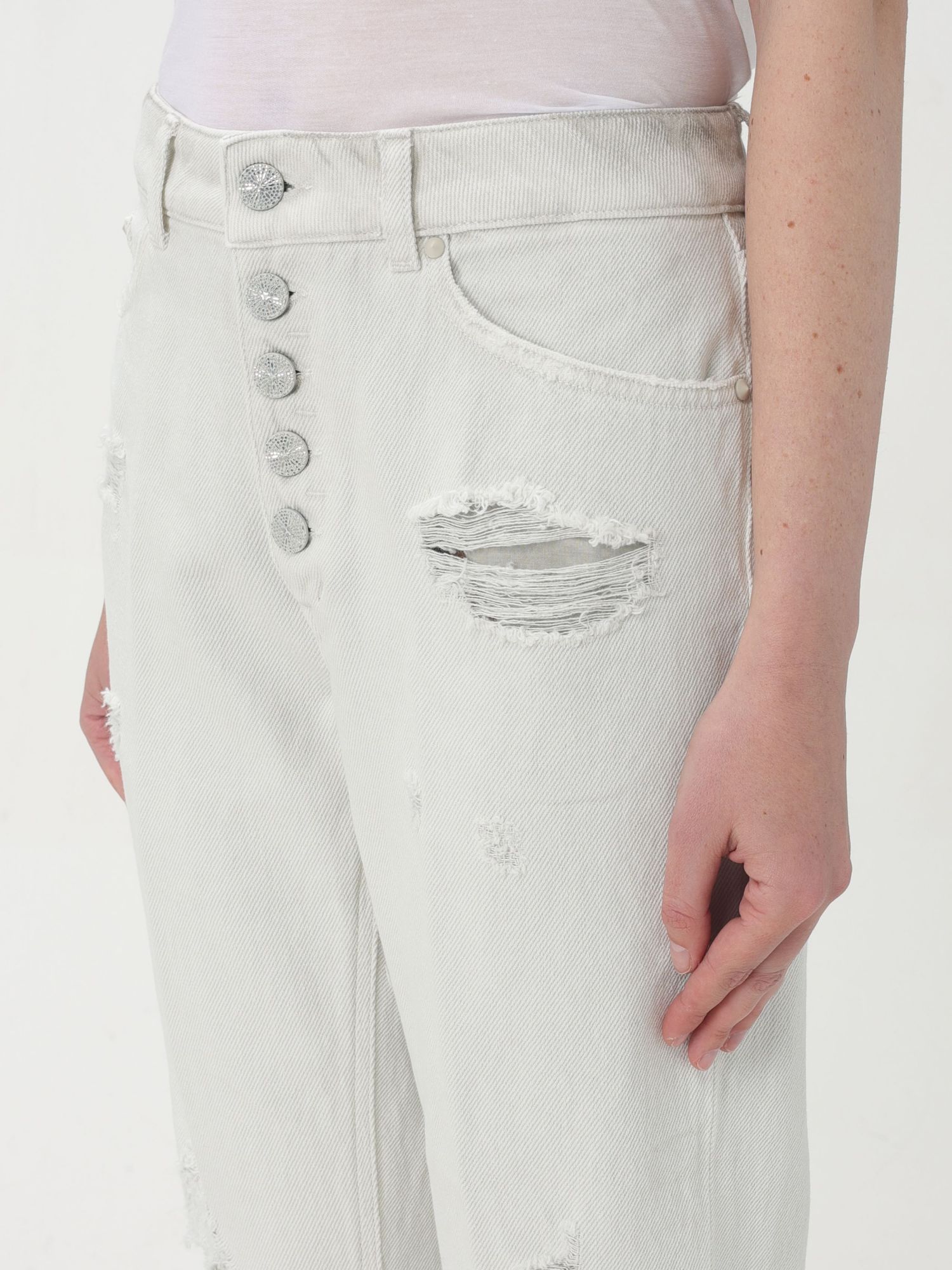 Dondup Koons Distressed Jeans In Neutral