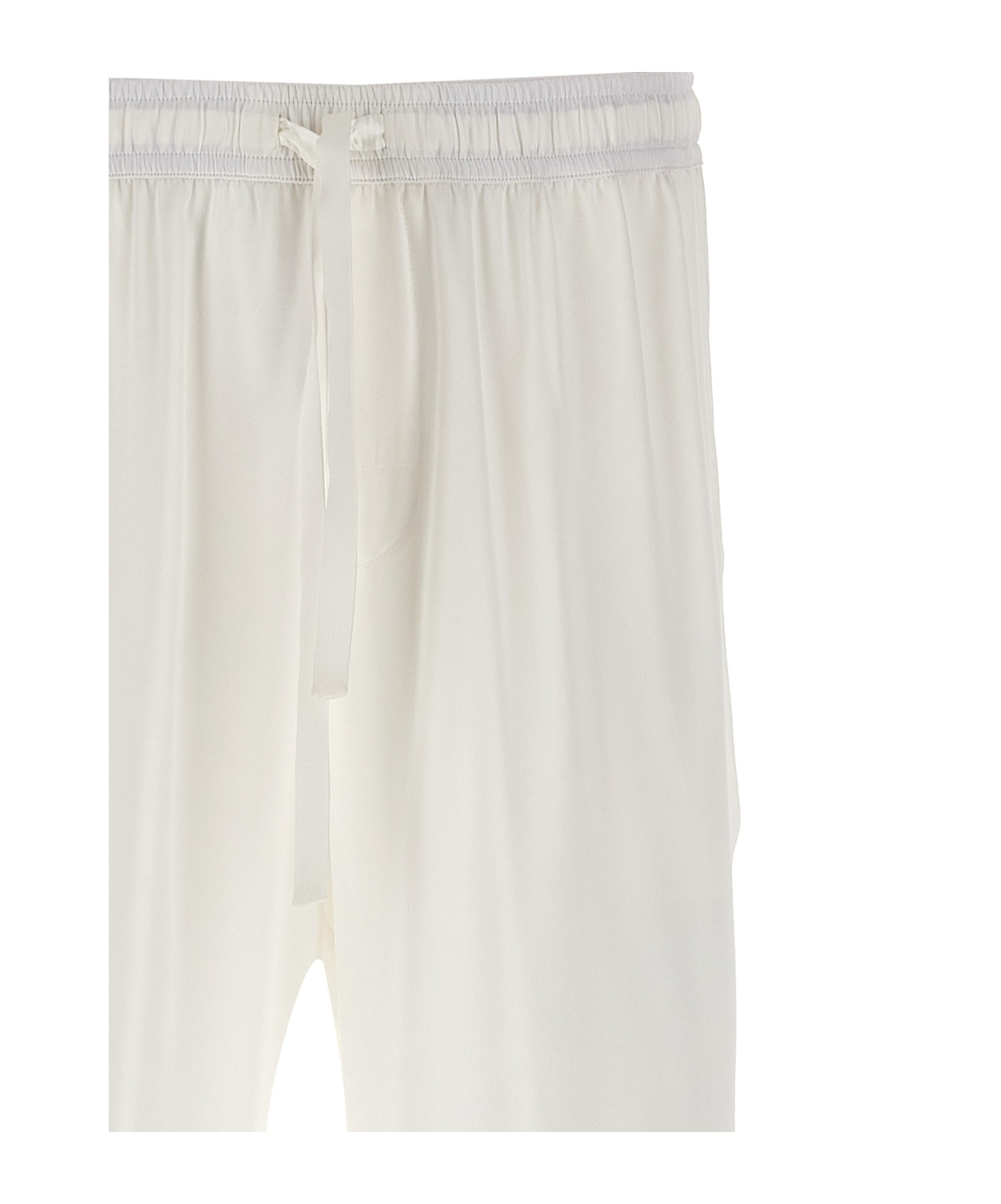 Dolce & Gabbana Silk Trousers With Back Pocket And Side Stripe In White