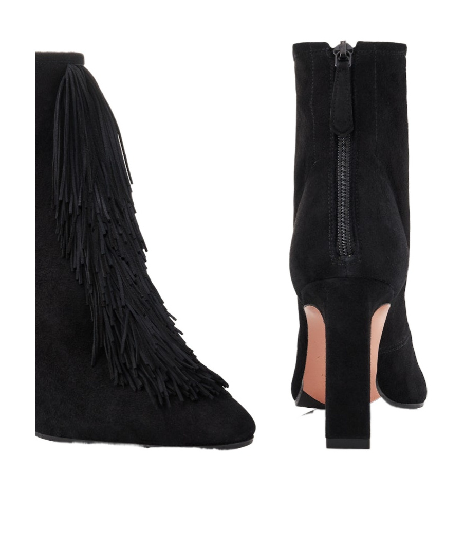 Aquazzura Gytane Tassel Ankle Boots In Black