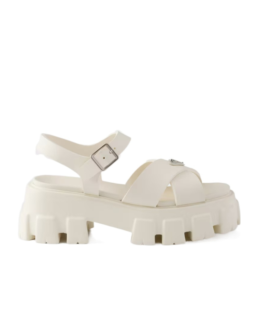 Prada Monolith Rubber Sandals In White
