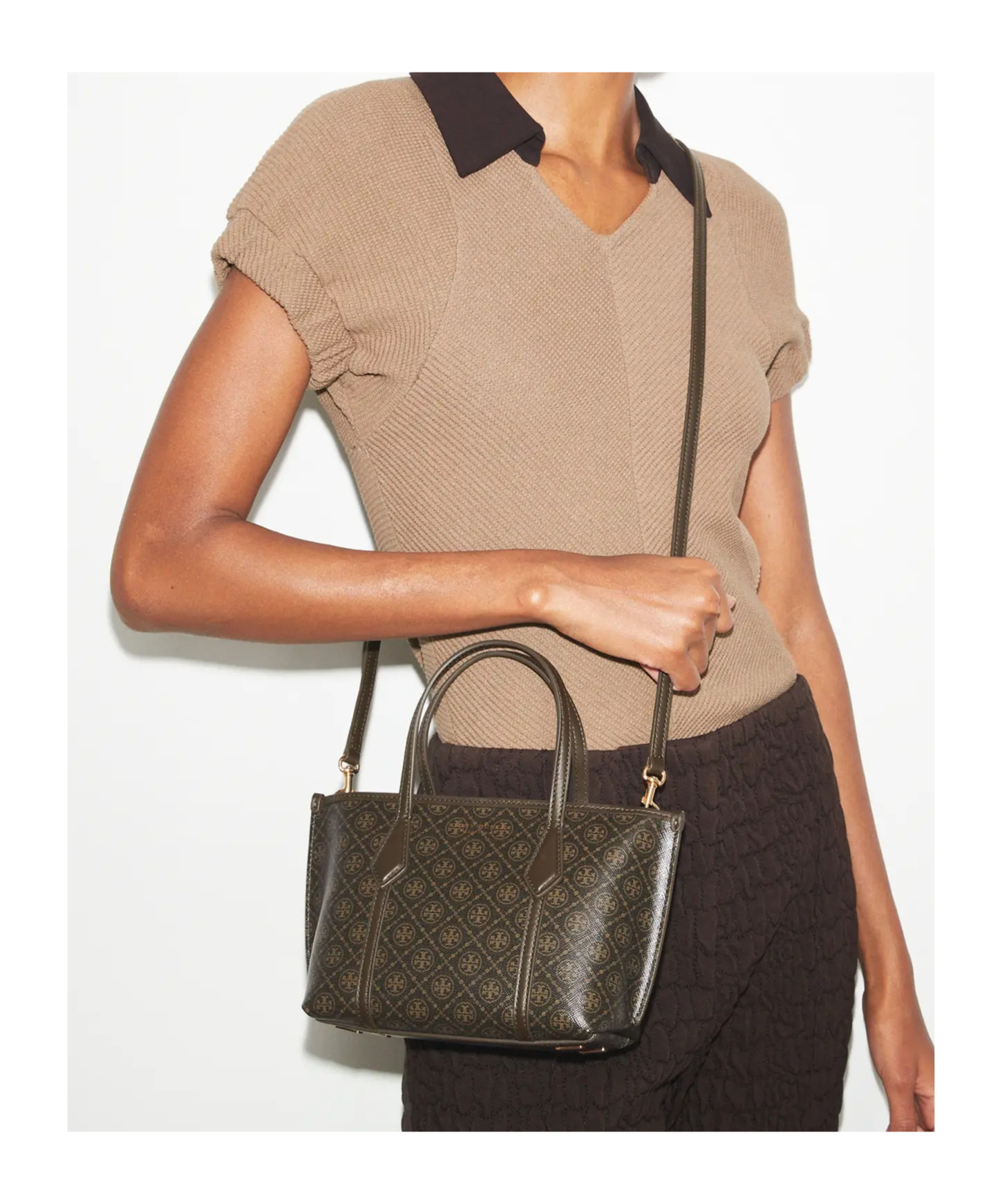 Tory Burch Perry Mini Tote In Brown
