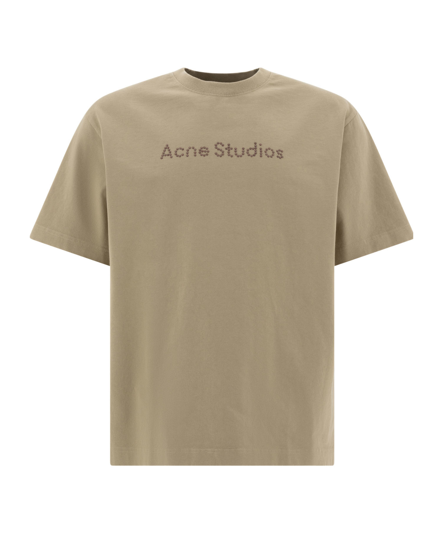 Shop Acne Studios Studded-logo T-shirt In Nude