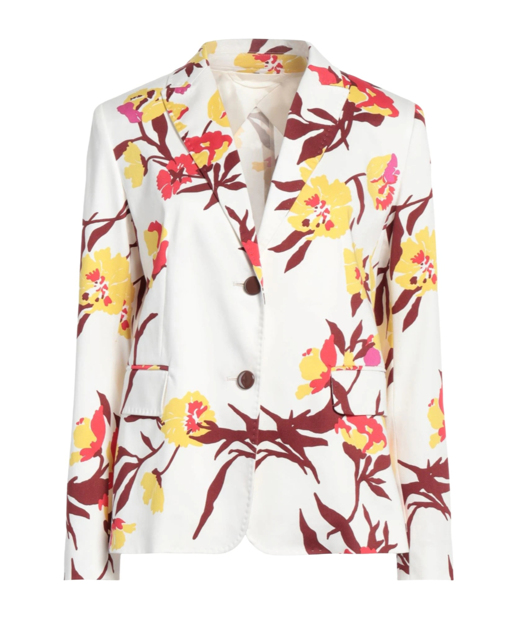 Max Mara Floral-print Blazer In White