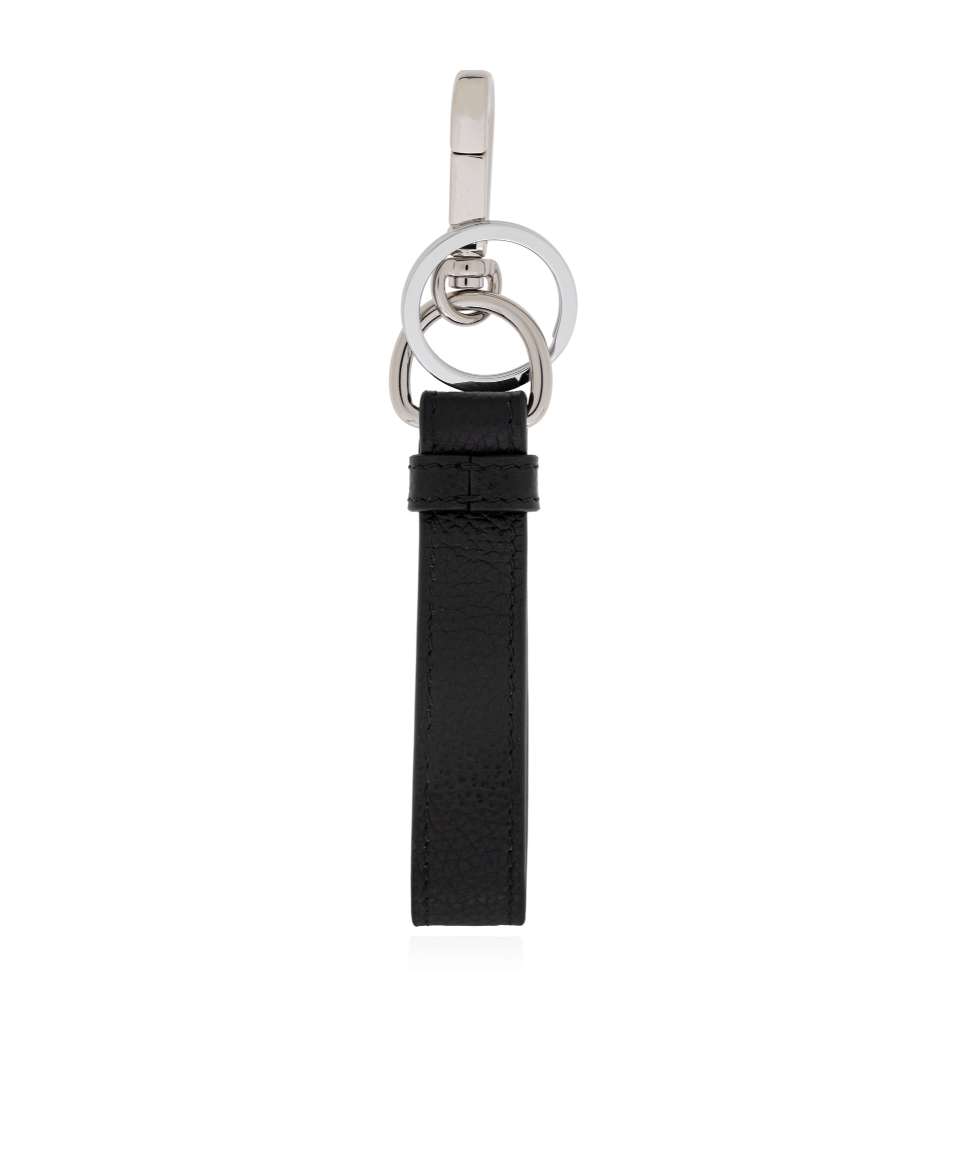 Marni Logo-embroidered Leather Keyring In Black