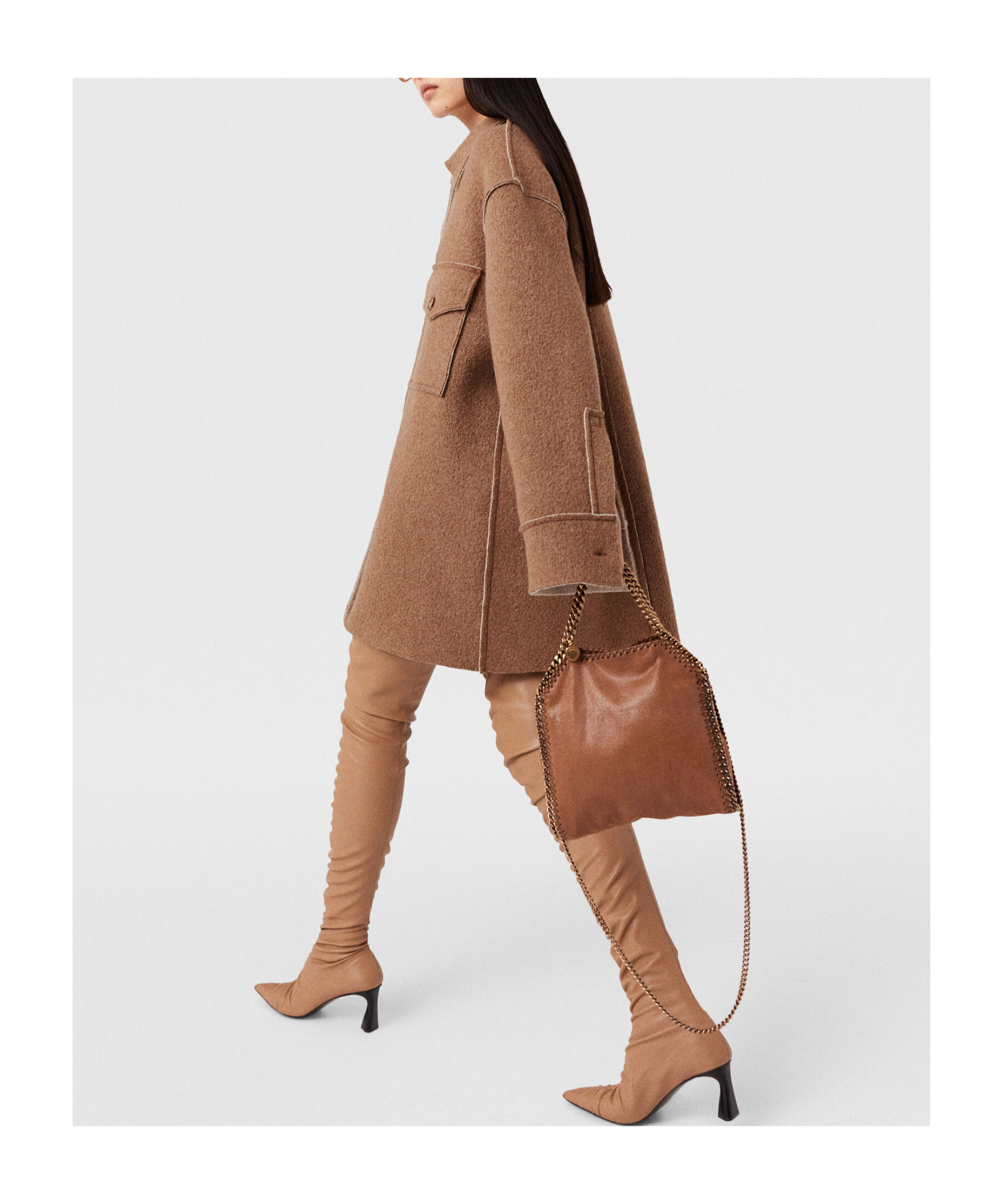 Stella Mccartney Exposed-seam Button-up Cardi-coat In Brown