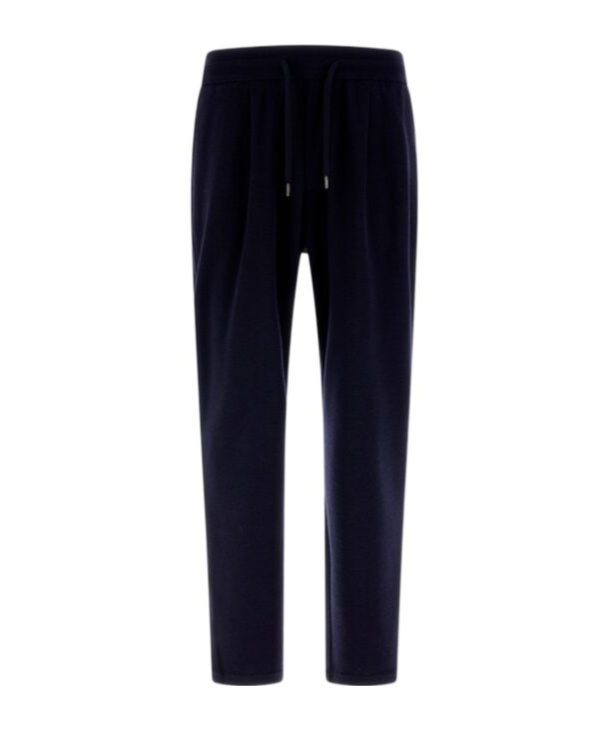 Herno Resort Trousers In Coupled Wool Pique In Black