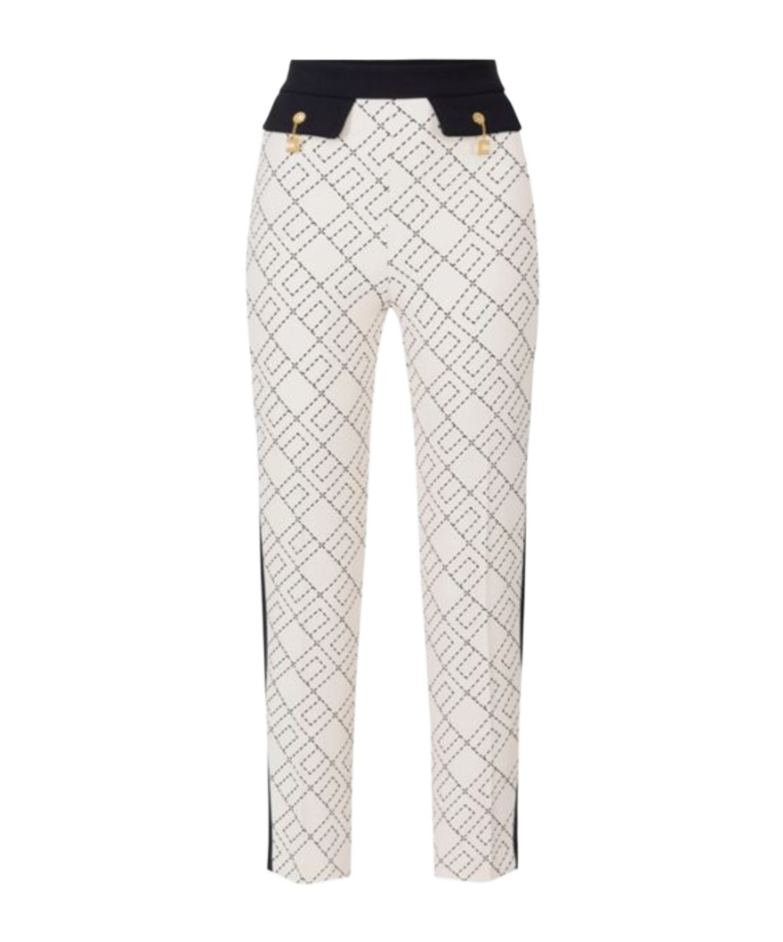 Elisabetta Franchi Logo-print Two-colour Trousers In White