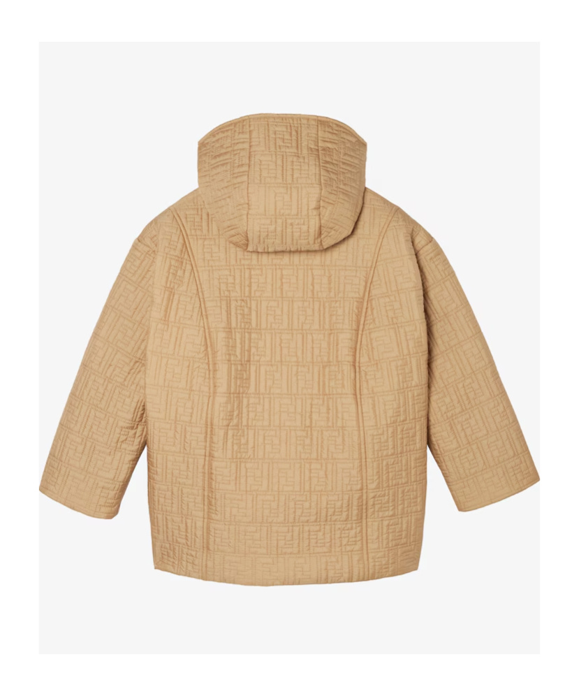 Fendi Beige Nylon Junior Jacket With Logo In Brown