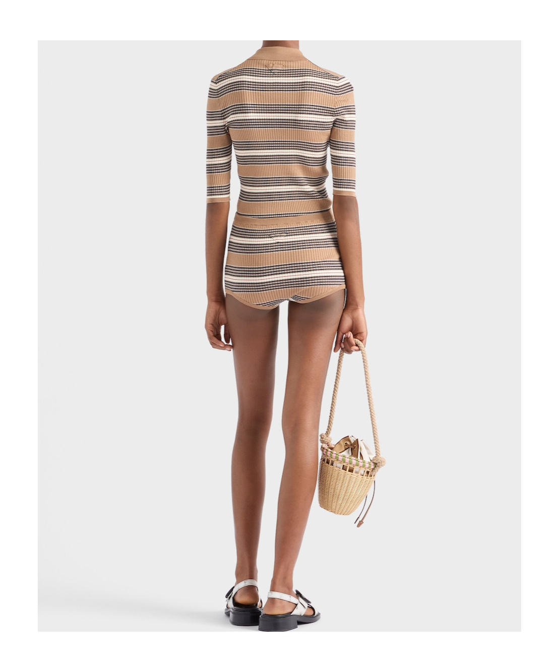 Prada Striped Cotton Polo Shirt In Animal Print