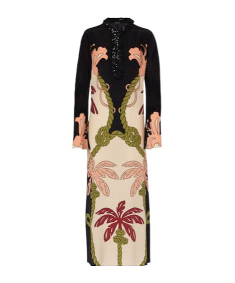 Johanna Ortiz Sequined Printed Silk Tunic In Multi