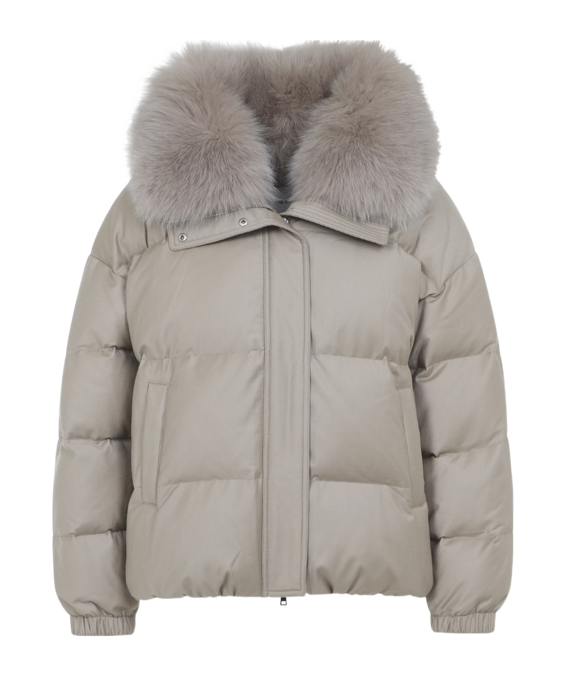 Yves Salomon Long-sleeved Down Jacket In Gray
