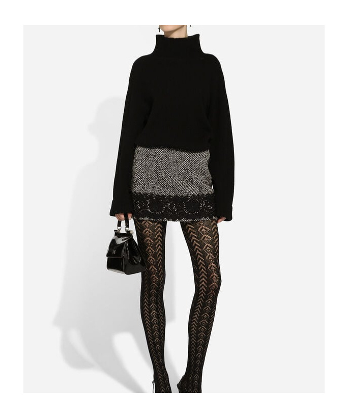 Dolce & Gabbana Short Skirt With Lace Insert In Black