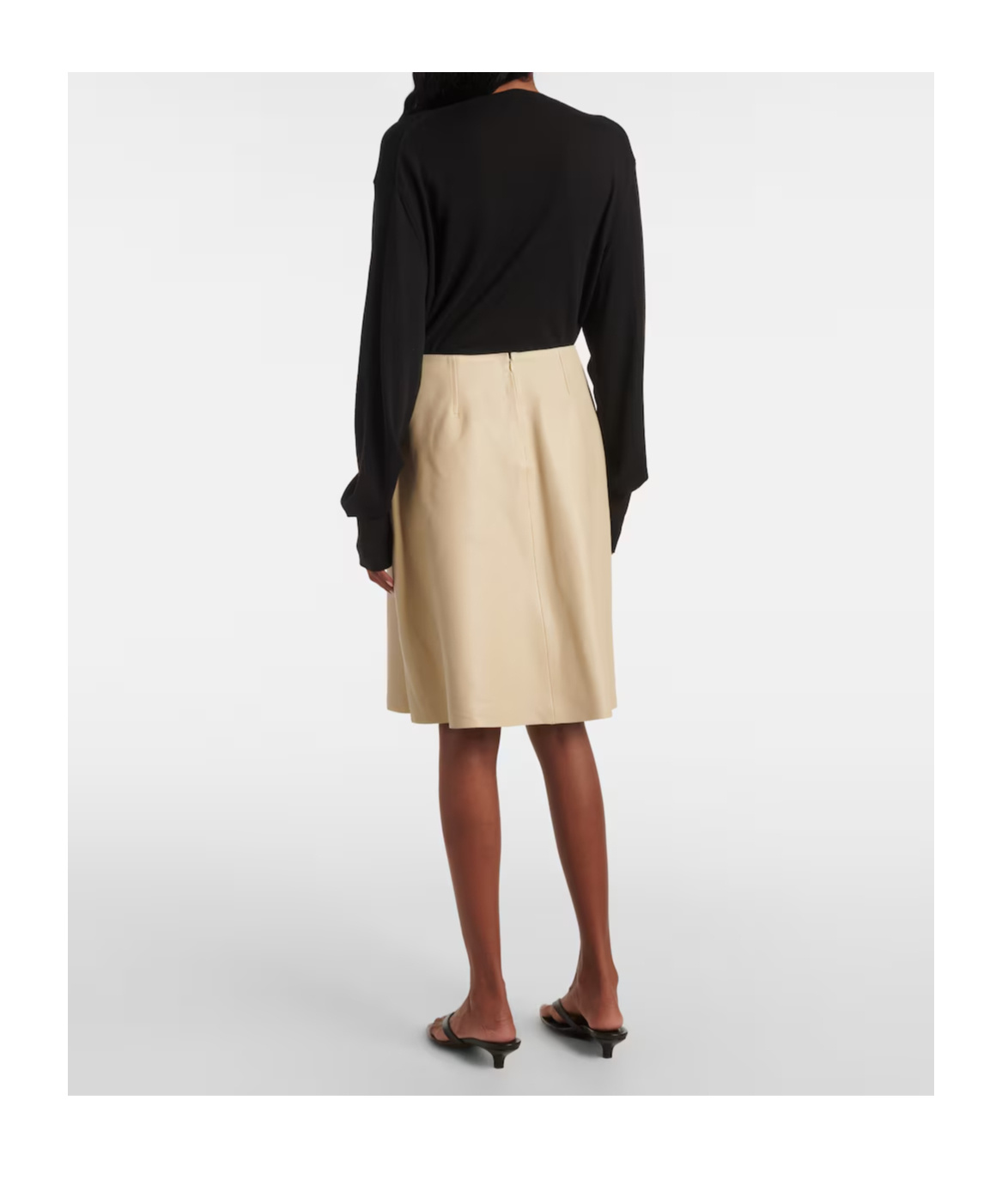 Totême Leather Midi Skirt In Brown