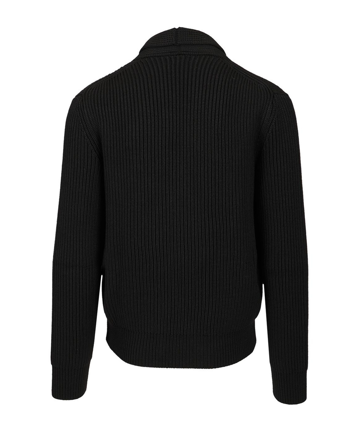 Tom Ford Shawl Collar Double-breasted Front Pockets Ribbed Texture In Black