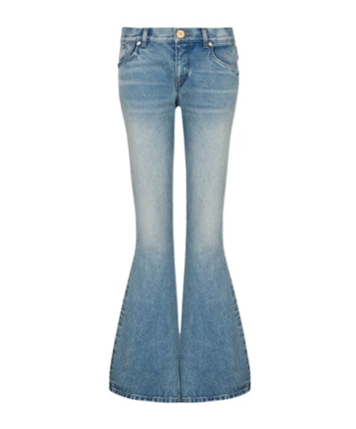 Balmain Horn Denim Trousers In Blue
