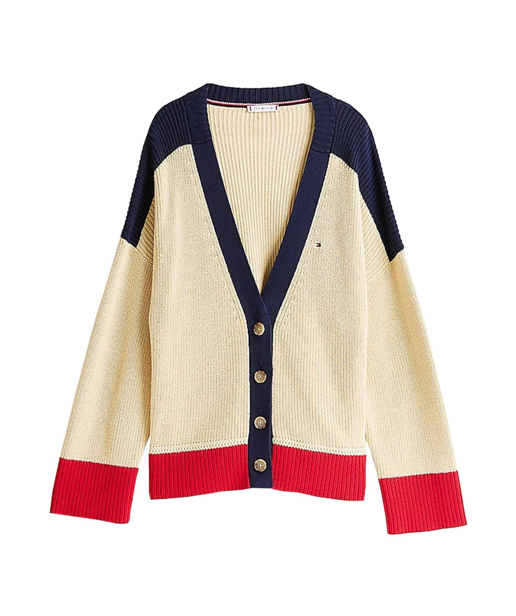 Tommy Hilfiger Relaxed V-neck Cardigan In Rural Ivory