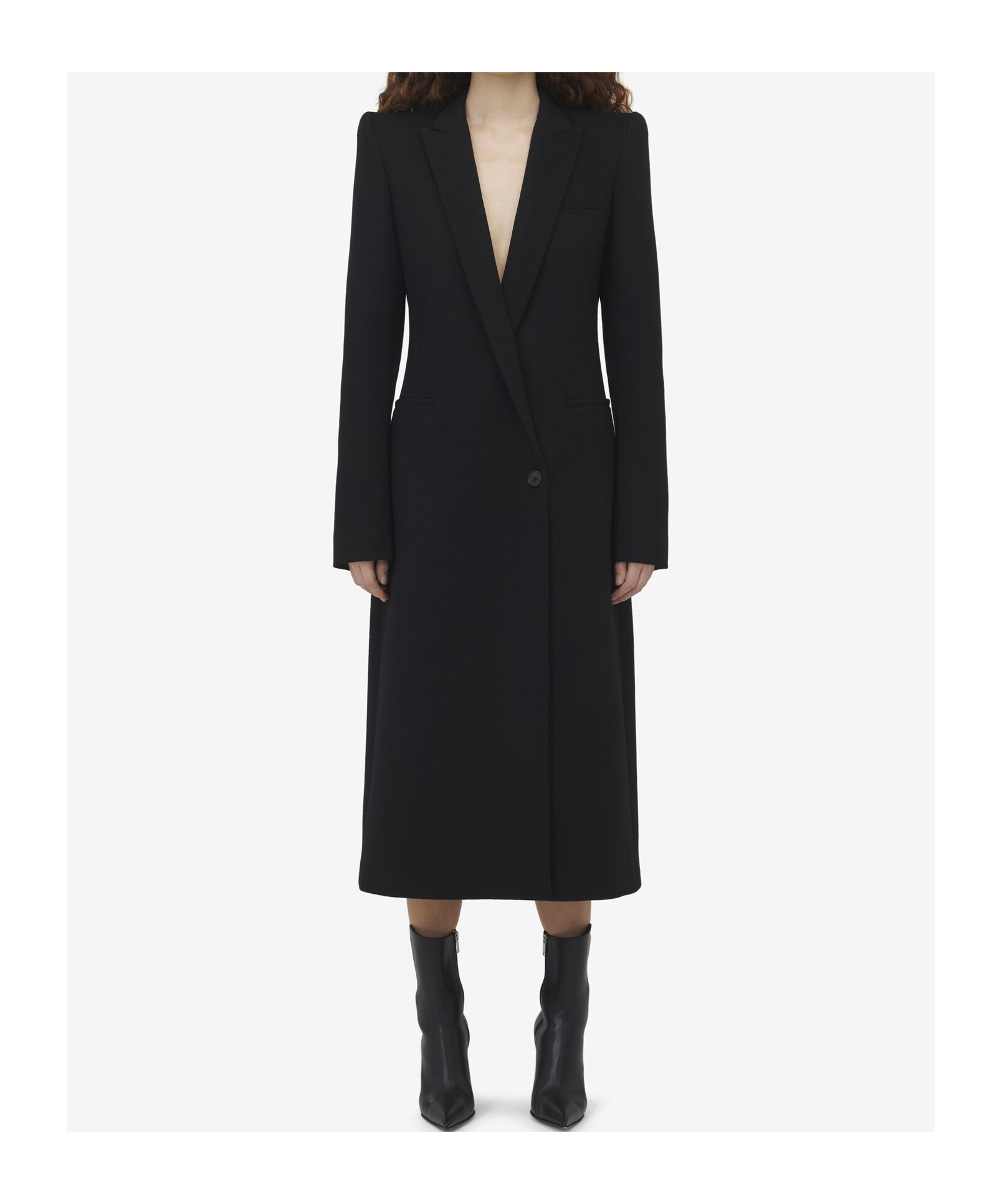 Alexander Mcqueen Stacked Shoulder Single-breasted Coat In Black