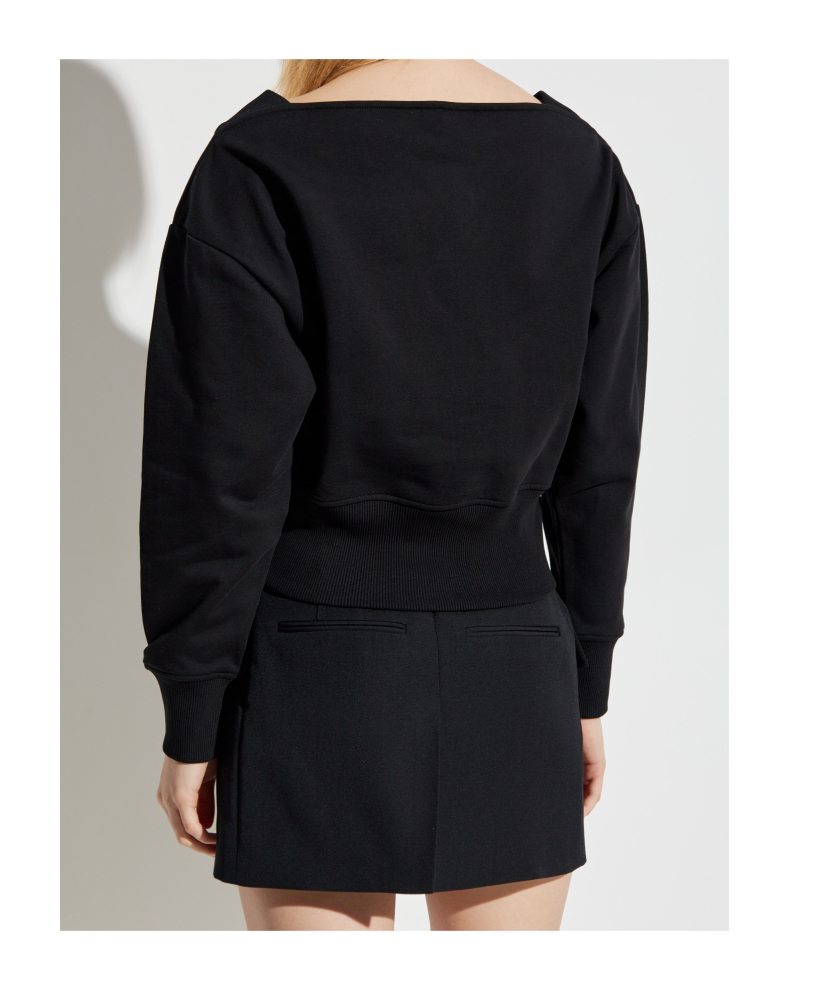 Shop Balmain Cropped Sweatshirt In Black