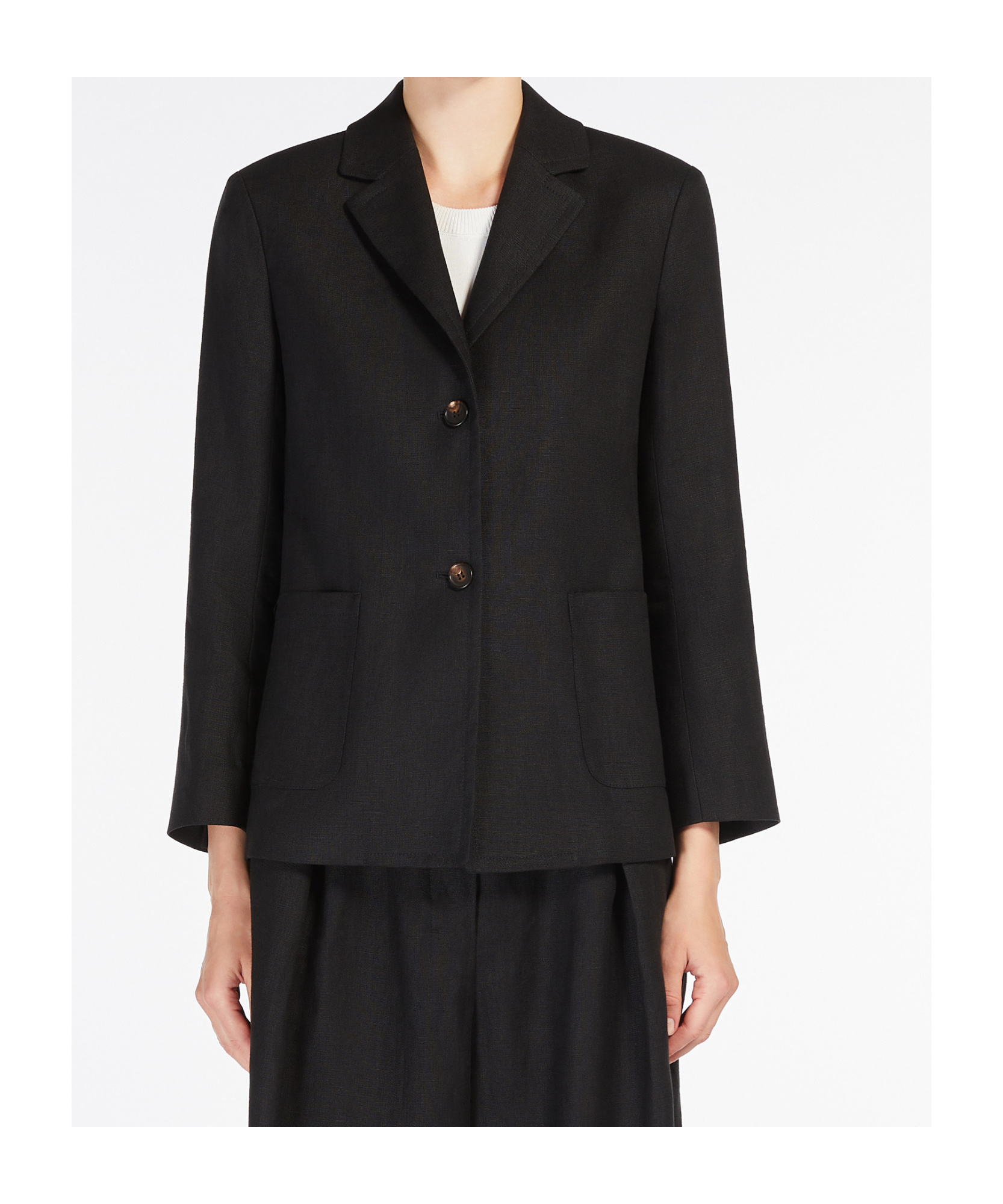 Max Mara Heavy Linen Canvas Jacket In Black