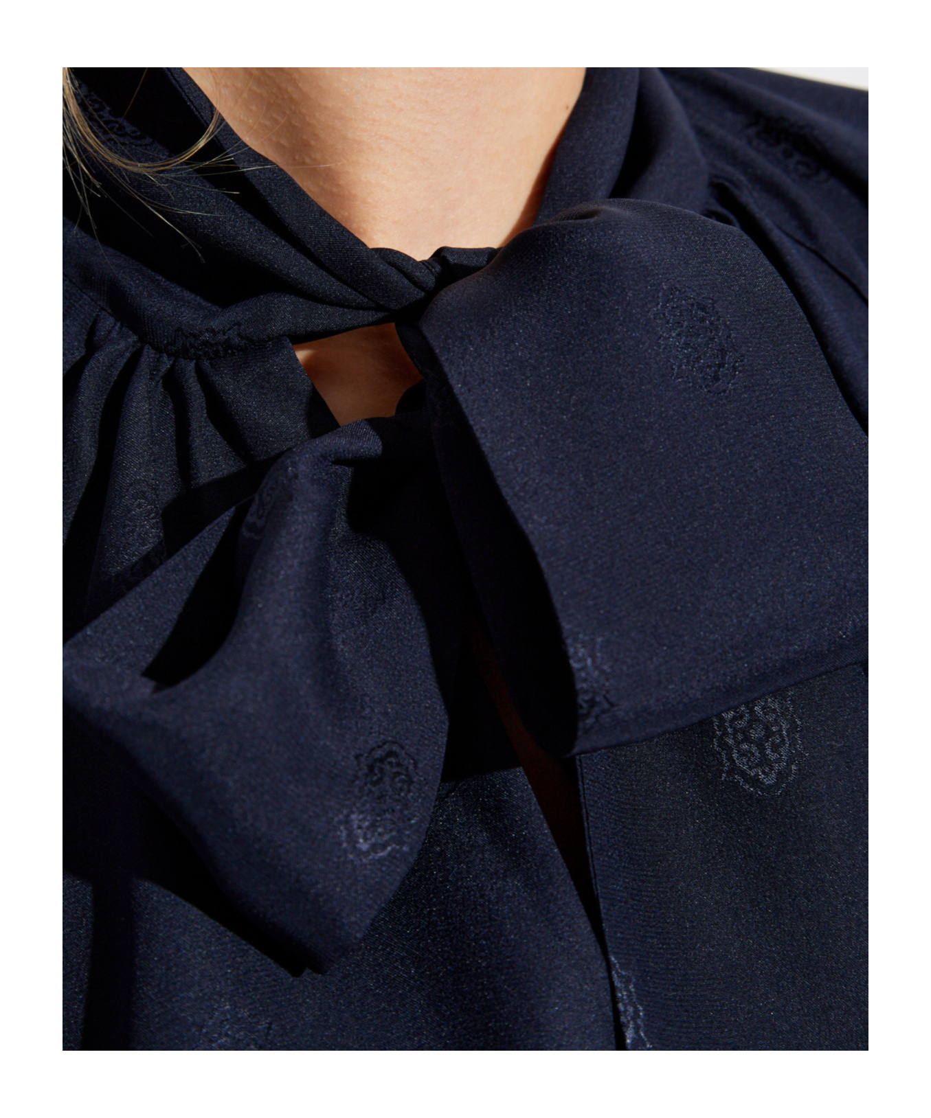 Etro Bow Long-sleeved Blouse In Blue