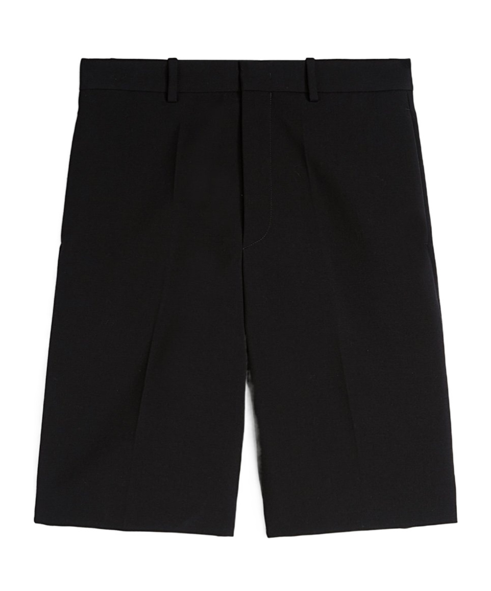Jil Sander Straight-leg Textured Wool Shorts In Black