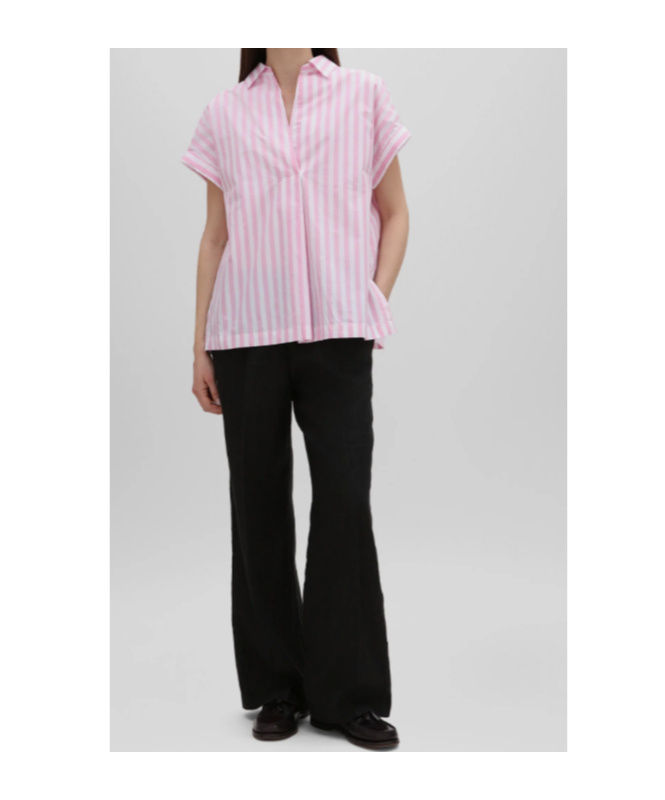 Aspesi Striped Short-sleeved Shirt In Pink