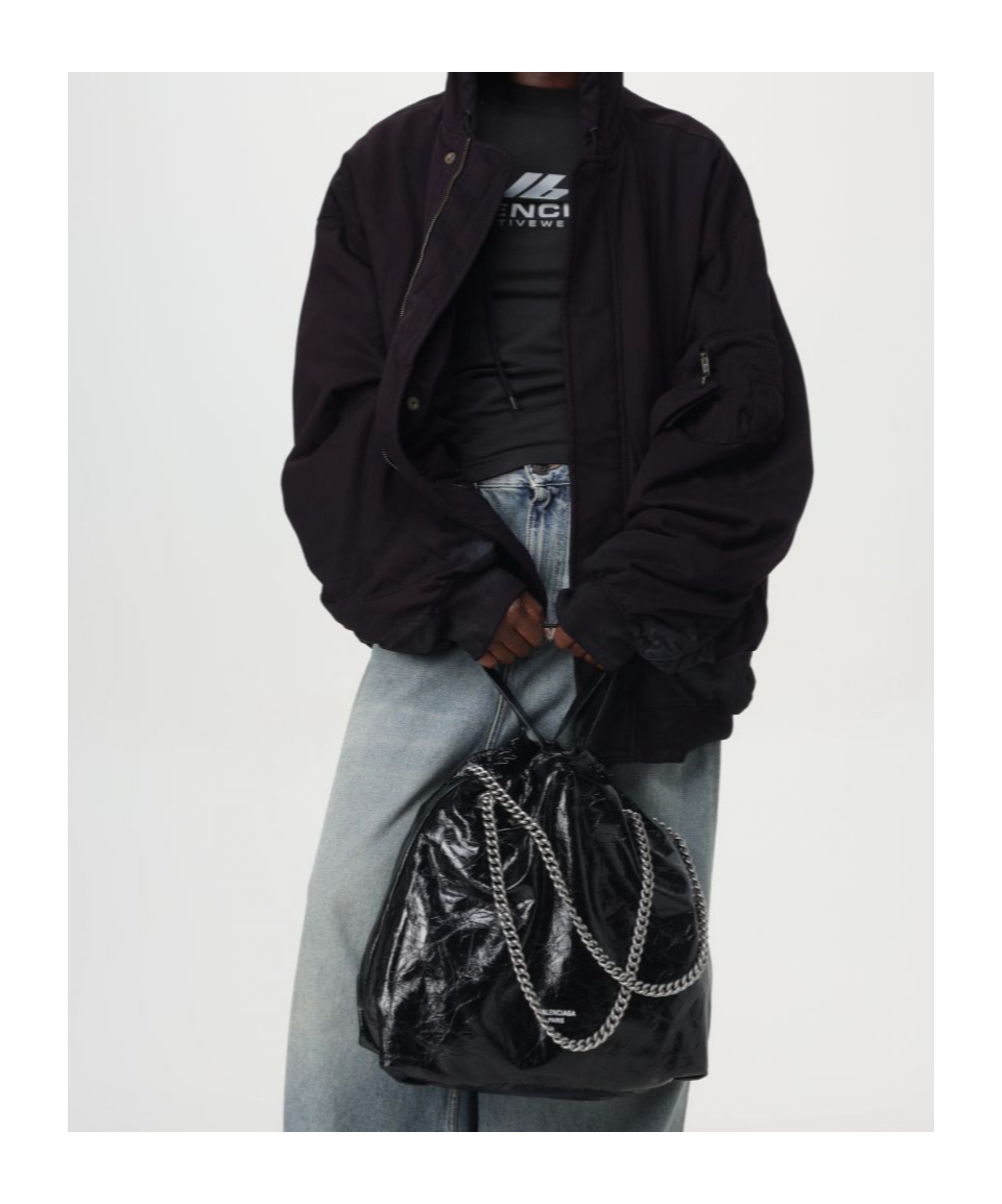 Balenciaga Front Pocket Oversize Cotton Sweatshirt In Black