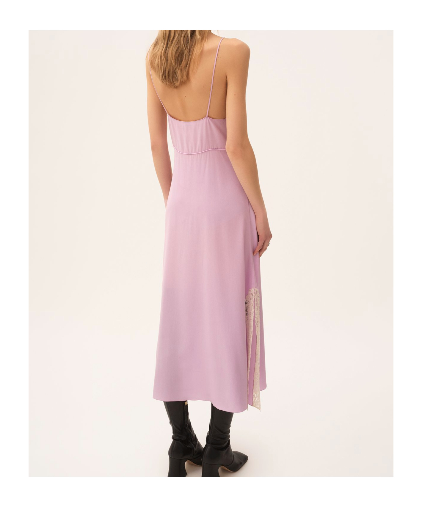 Chloé Lace-trimmed Organic Silk Crepe De Chine Maxi Dress In Purple