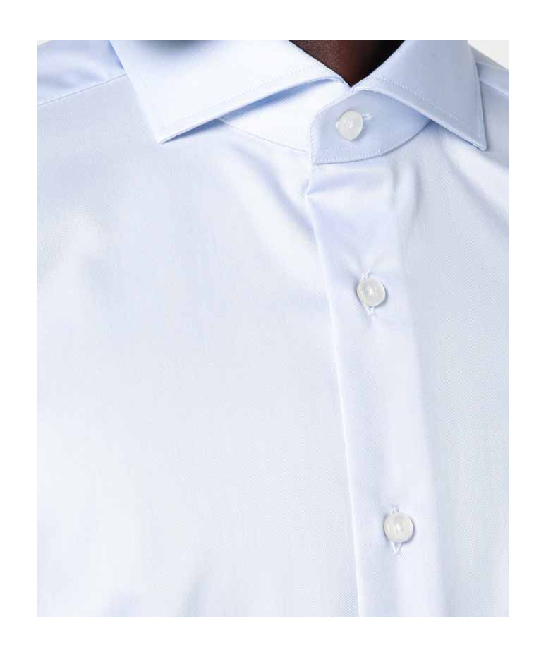 Xacus Small Striped Light Blue Travel Shirt In Blue
