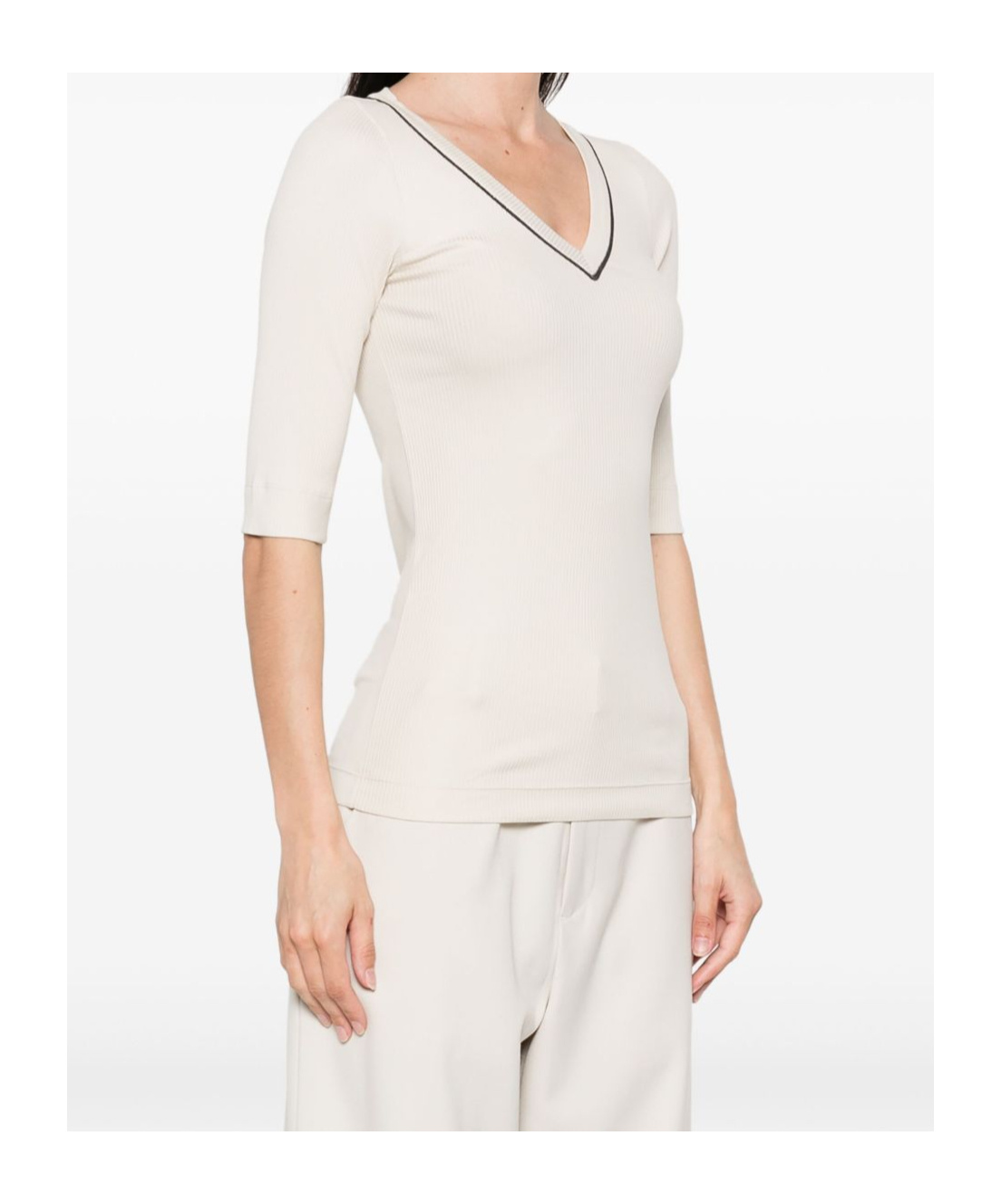 Brunello Cucinelli V-neck T-shirt In White