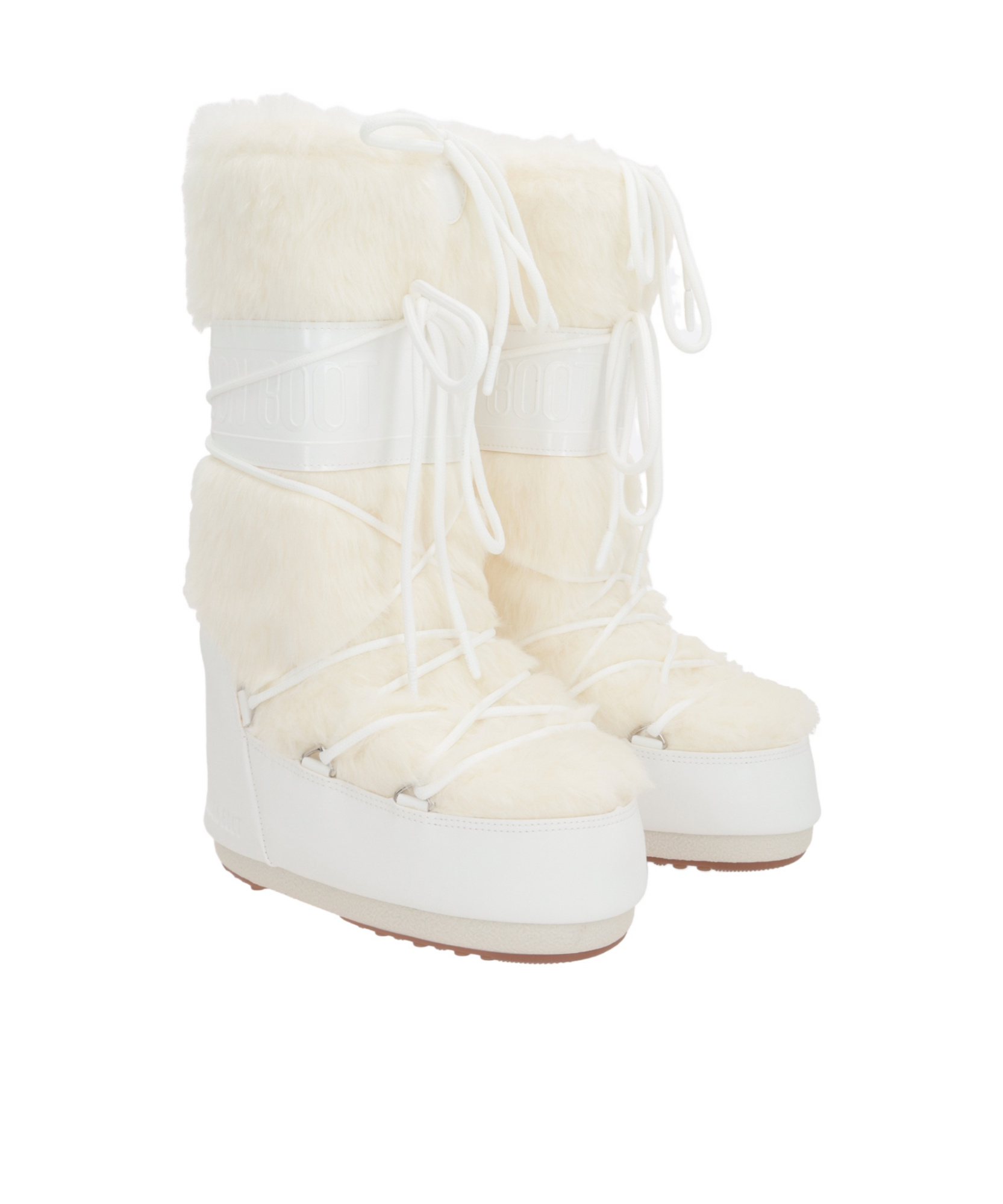 Moon Boot Women's Icon Faux Fur Knee-high Boots White In White