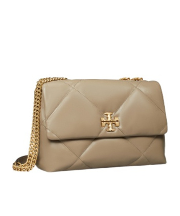 Tory Burch Brown Kira Diamond Quilt Convertible Soft Leather Bag In Nude
