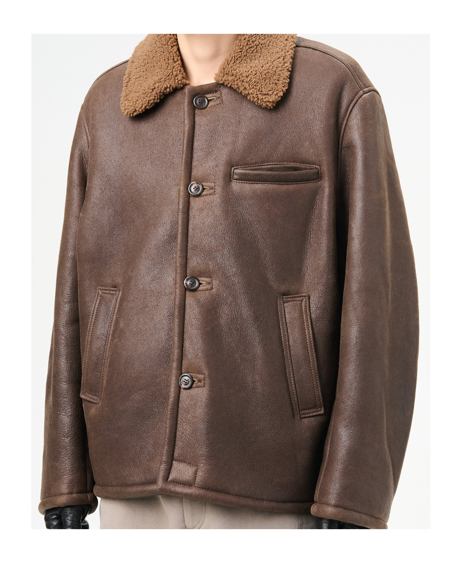 Our Legacy Brown Alaska Shearling Jacket In Black