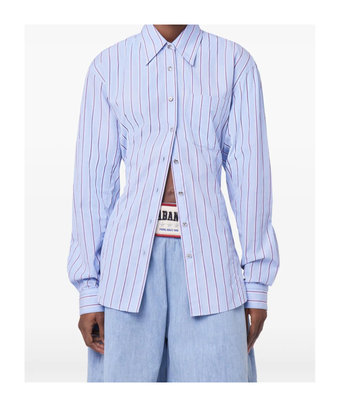 Shop Rabanne Striped Shirt In Blue