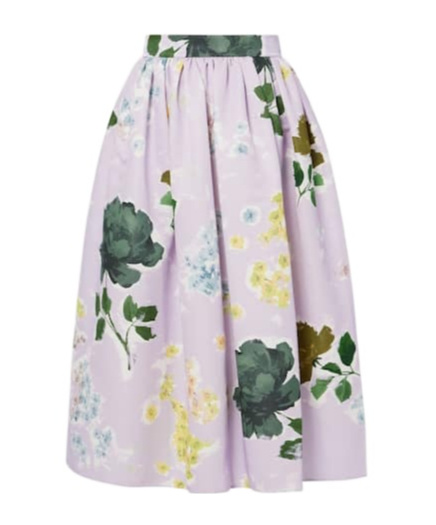 Erdem Floral Cotton-blend Midi Skirt In White