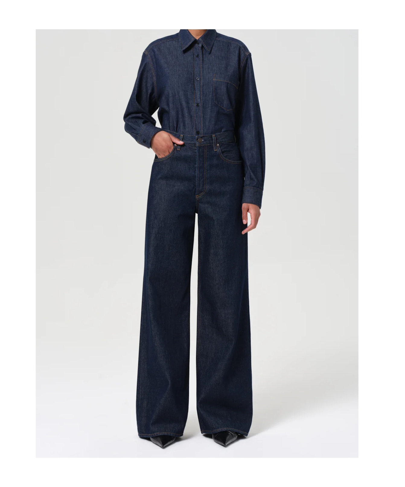 Agolde High-waisted Wide-leg Jeans In Black