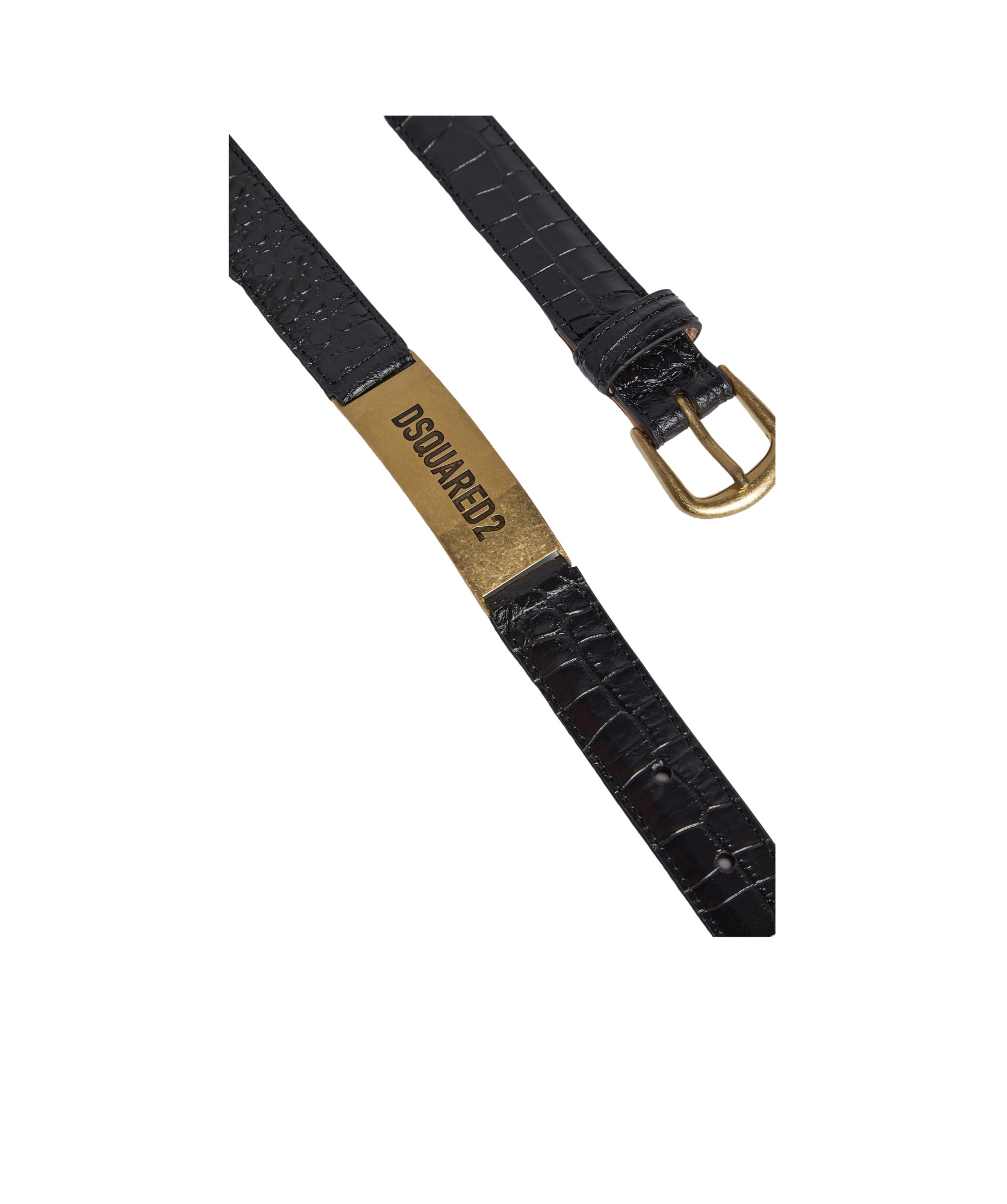 Dsquared2 Croc-effect Belt In Black